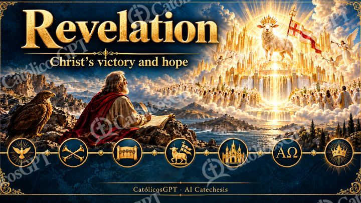 Imagen católica de Bible Course AI apocalipsis English CatolicosGPT 16x9 — Formación católica