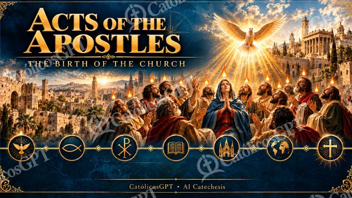 Imagen católica de Bible Course AI hechos English CatolicosGPT 16x9 v2 — Formación católica