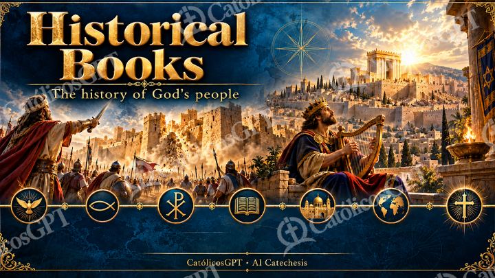 Imagen católica de Bible Course AI historicos English CatolicosGPT 16x9 — Formación católica