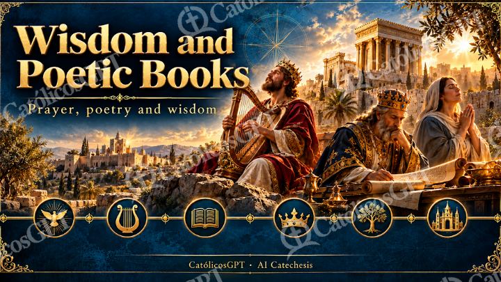 Imagen católica de Bible Course AI sapienciales English CatolicosGPT 16x9 — Formación católica