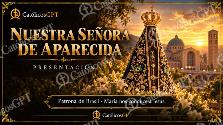 Imagen católica de CatolicosGPT Presentacion Card 16x9 aparecida — Formación católica