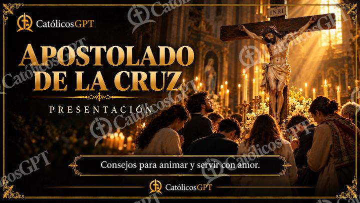 Imagen católica de CatolicosGPT Presentacion Card 16x9 apostolado cruz — Santos y arcángeles