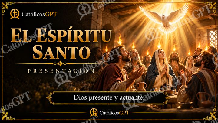 Imagen católica de CatolicosGPT Presentacion Card 16x9 espiritu santo — Santos y arcángeles