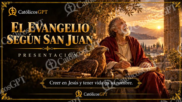 Imagen católica de CatolicosGPT Presentacion Card 16x9 evangelio juan — Biblia y Jesús
