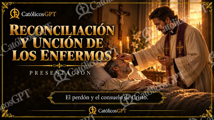 Imagen católica de CatolicosGPT Presentacion Card 16x9 reconciliacion uncion — Formación católica