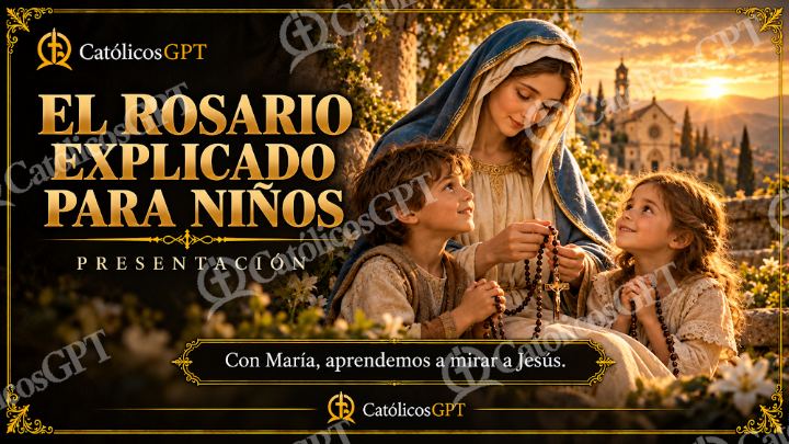 Imagen católica de CatolicosGPT Presentacion Card 16x9 rosario ninos — Niños y catequesis