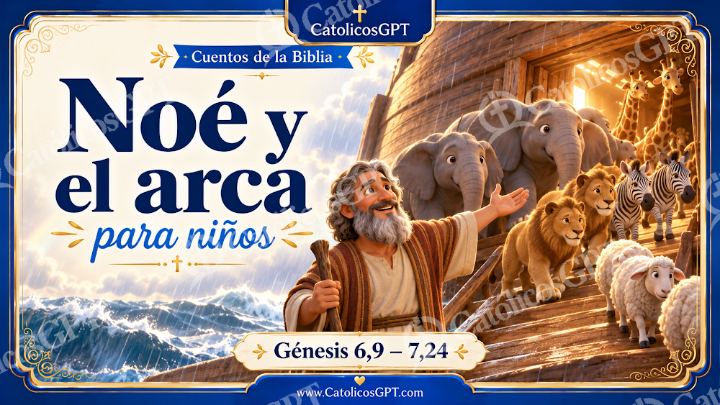 Imagen católica de Cuento 005 noe y el arca CatolicosGPT ninos 16x9 — Niños y catequesis