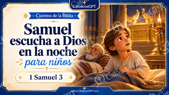 Imagen católica de Cuento 031 samuel escucha a dios en la noche CatolicosGPT ninos 16x9 — Niños y catequesis