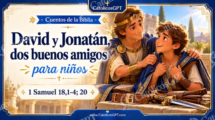 Imagen católica de Cuento 034 david y jonatan dos buenos amigos CatolicosGPT ninos 16x9 — Niños y catequesis
