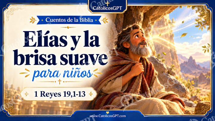 Imagen católica de Cuento 038 elias y la brisa suave CatolicosGPT ninos 16x9 — Niños y catequesis