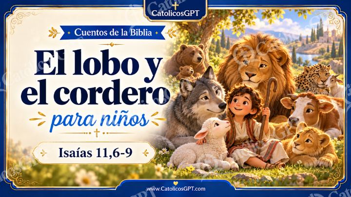 Imagen católica de Cuento 048 el lobo y el cordero CatolicosGPT ninos 16x9 — Niños y catequesis
