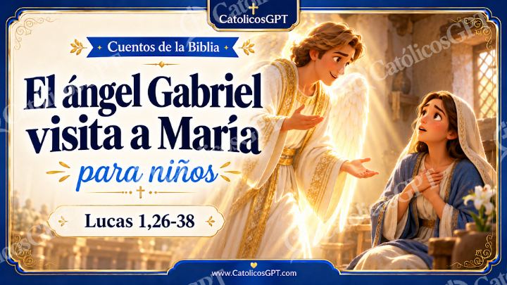 Imagen católica de Cuento 051 el angel gabriel visita a maria CatolicosGPT ninos 16x9 — Niños y catequesis