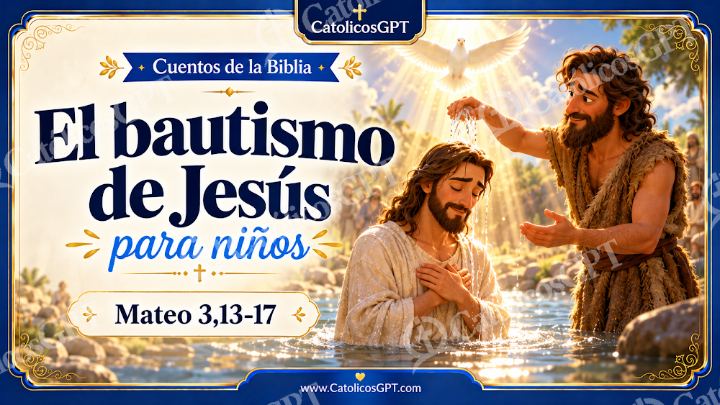 Imagen católica de Cuento 060 el bautismo de jesus CatolicosGPT ninos 16x9 — Niños y catequesis