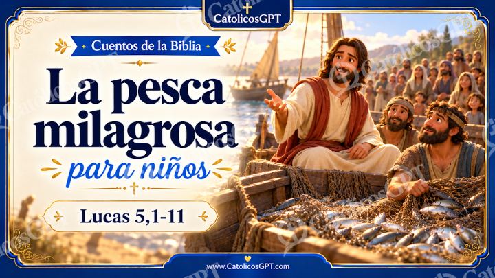 Imagen católica de Cuento 061 la pesca milagrosa CatolicosGPT ninos 16x9 — Niños y catequesis