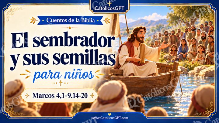 Imagen católica de Cuento 068 el sembrador y sus semillas CatolicosGPT ninos 16x9 — Niños y catequesis