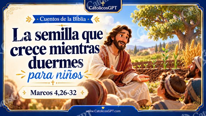 Imagen católica de Cuento 069 la semilla que crece mientras duermes CatolicosGPT ninos 16x9 — Niños y catequesis