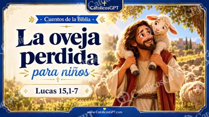 Imagen católica de Cuento 071 la oveja perdida CatolicosGPT ninos 16x9 — Niños y catequesis