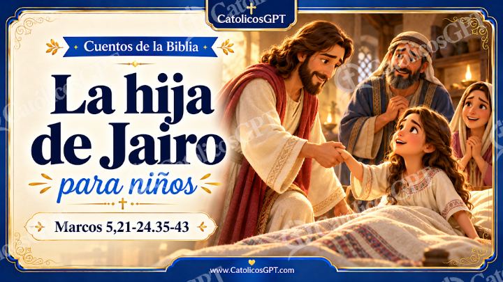 Imagen católica de Cuento 078 la hija de jairo CatolicosGPT ninos 16x9 — Niños y catequesis