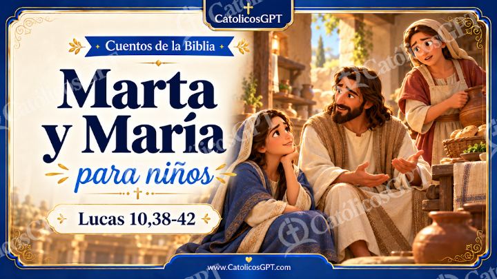 Imagen católica de Cuento 082 marta y maria CatolicosGPT ninos 16x9 — Niños y catequesis