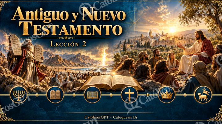 Imagen católica de Curso Biblia IA leccion 2 CatolicosGPT 16x9 — Biblia y Jesús