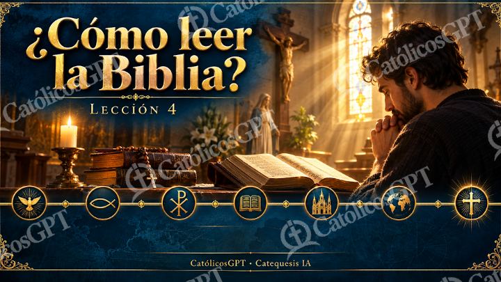 Imagen católica de Curso Biblia IA leccion 4 CatolicosGPT 16x9 — Biblia y Jesús