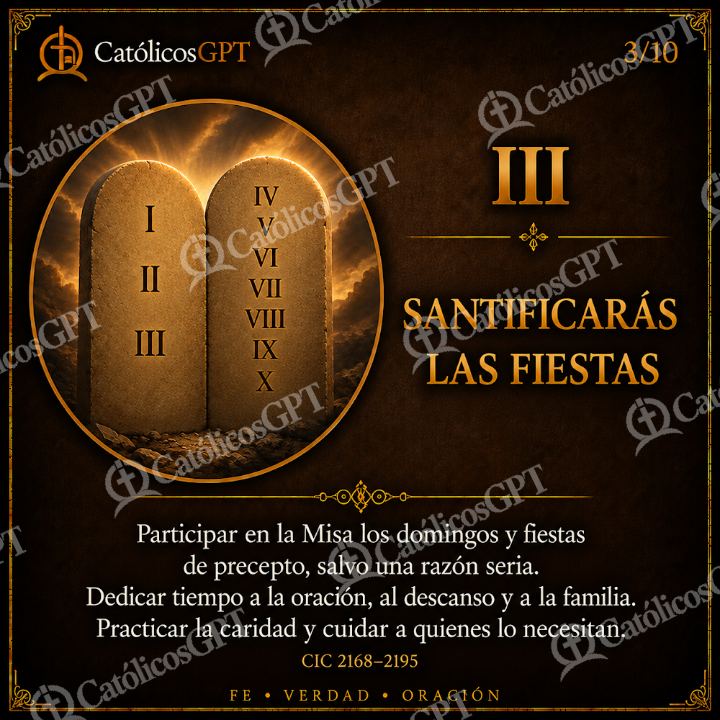Imagen católica de Diez Mandamientos Presentacion 03 Santificaras las fiestas CatolicosGPT Corregido — Formación católica