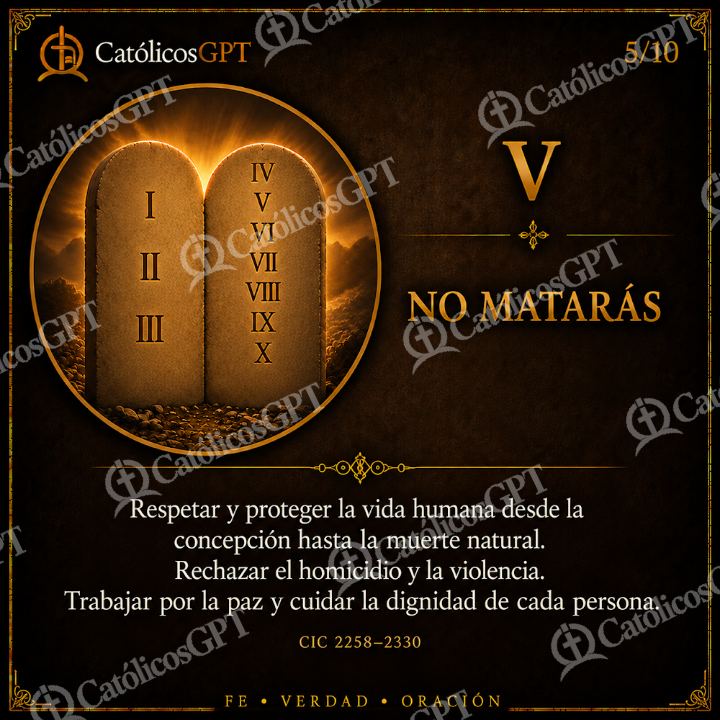 Imagen católica de Diez Mandamientos Presentacion 05 No mataras CatolicosGPT Corregido — Formación católica