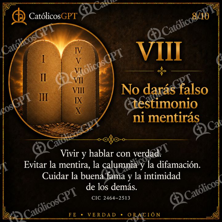 Imagen católica de Diez Mandamientos Presentacion 08 No daras falso testimonio ni mentiras CatolicosGPT Corregido — Formación católica