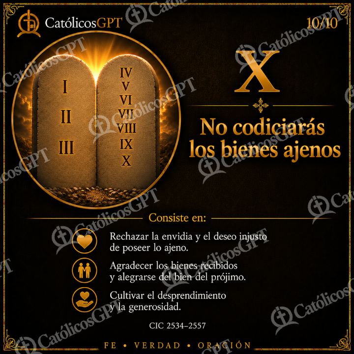 Imagen católica de Diez Mandamientos Presentacion 10 No codiciaras los bienes ajenos CatolicosGPT Corregido — Formación católica