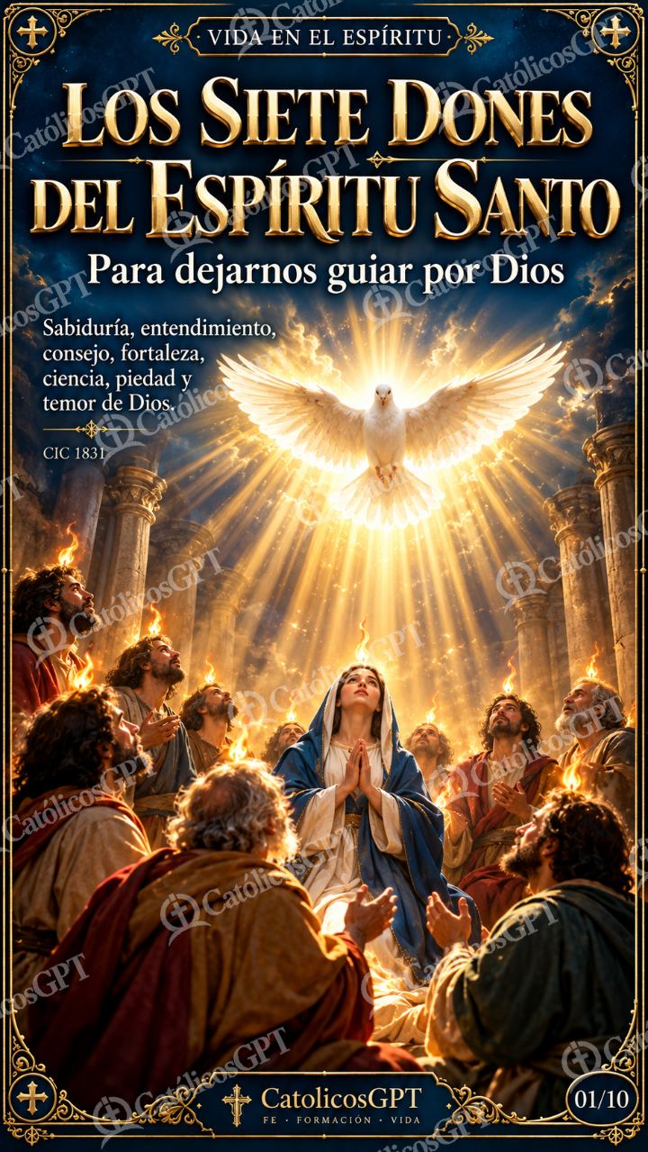 Imagen católica de Dones del Espiritu Santo 01 LOS SIETE DONES DEL ESPIRITU SANTO CatolicosGPT 9x16 — Formación católica