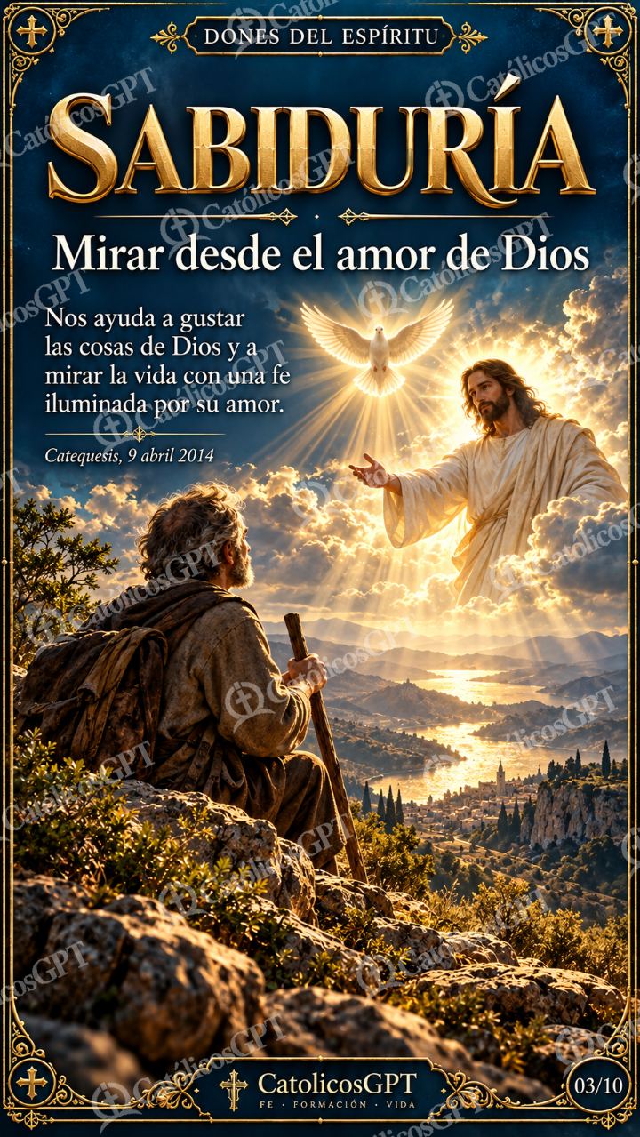 Imagen católica de Dones del Espiritu Santo 03 SABIDURIA CatolicosGPT 9x16 — Formación católica