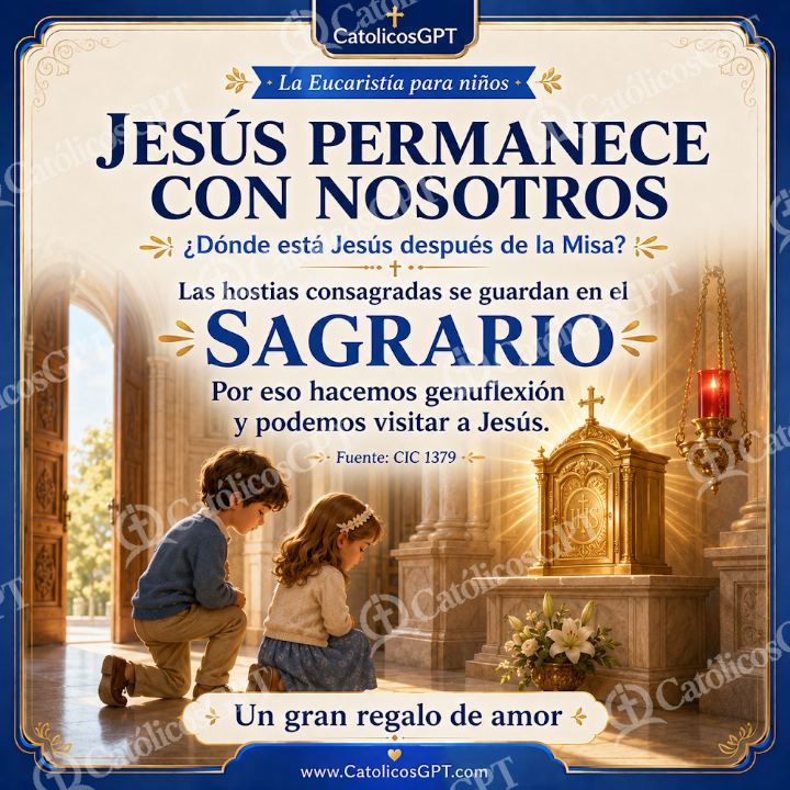 Imagen católica de eucaristia niños primera comunion - Jesus en el sagrario — Niños y catequesis