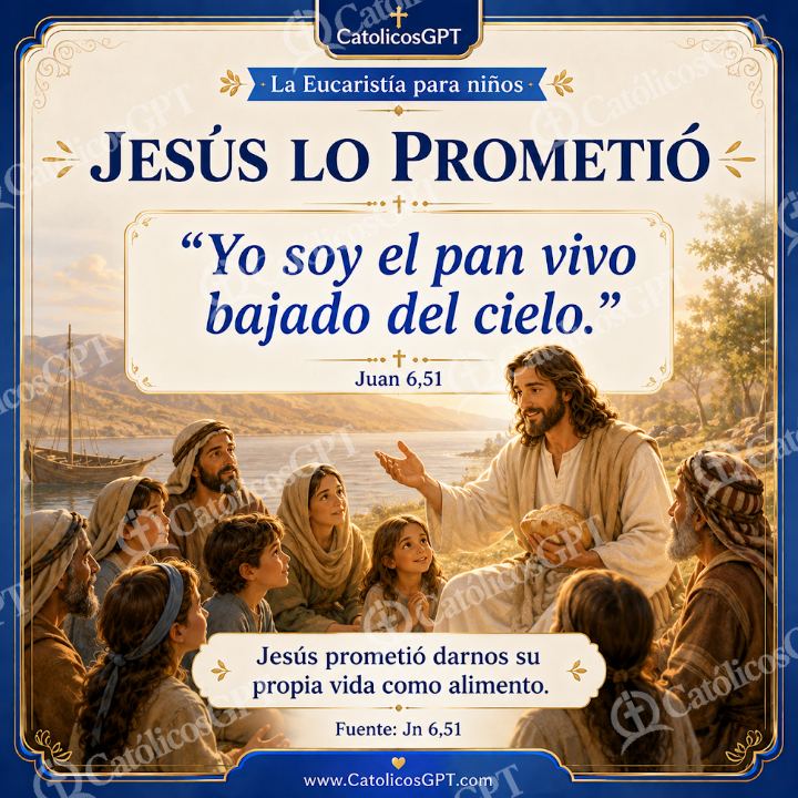 Imagen católica de eucaristia niños primera comunion - Jesus lo prometio pan vivo del cielo — Niños y catequesis