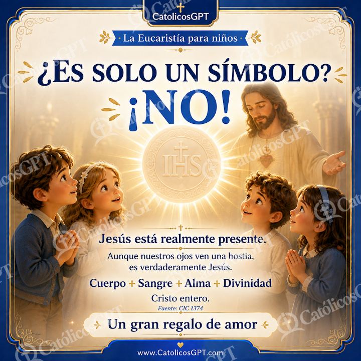 Imagen católica de eucaristia niños primera comunion - presencia real de Jesus — Niños y catequesis