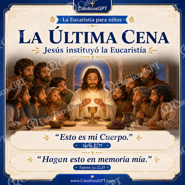 Imagen católica de eucaristia niños primera comunion - ultima cena institucion eucaristia — Niños y catequesis
