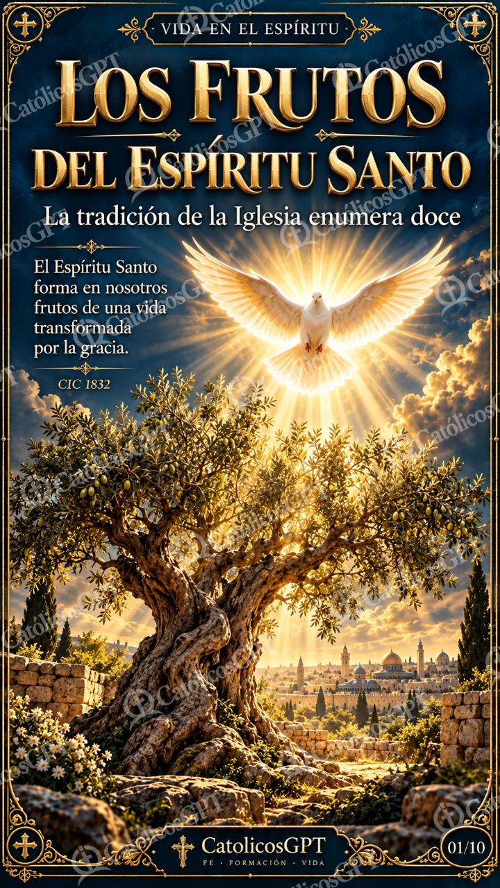 Imagen católica de Frutos del Espiritu Santo 01 LOS FRUTOS DEL ESPIRITU SANTO CatolicosGPT 9x16 — Formación católica