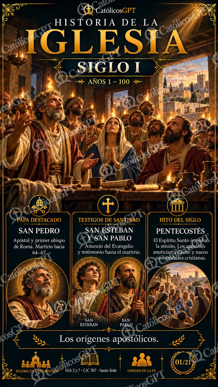 Imagen católica de Historia de la Iglesia Siglo 01 I CatolicosGPT 9x16 — Formación católica