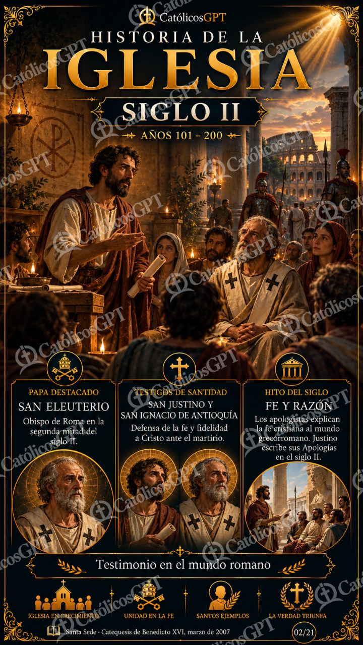 Imagen católica de Historia de la Iglesia Siglo 02 II CatolicosGPT 9x16 — Formación católica