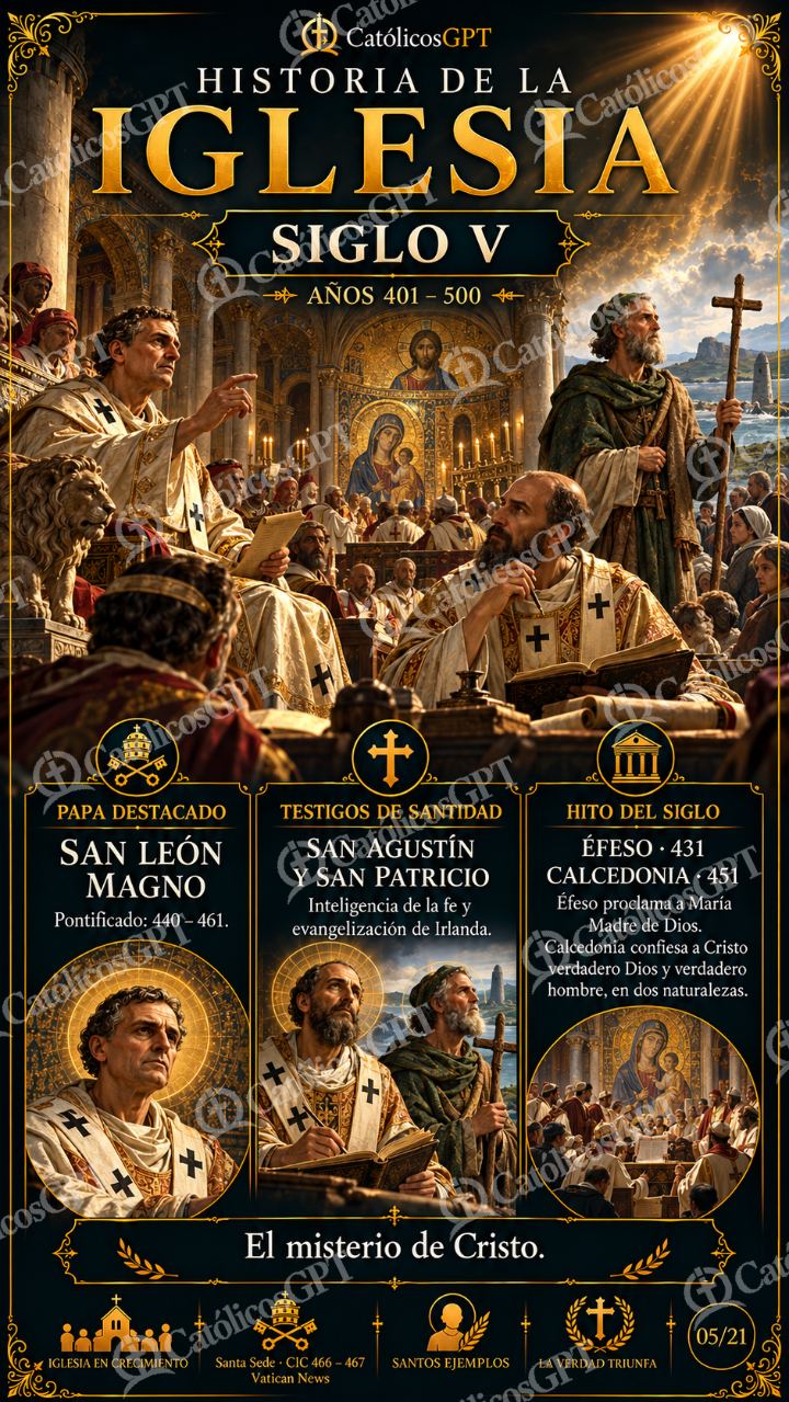 Imagen católica de Historia de la Iglesia Siglo 05 V CatolicosGPT 9x16 — Formación católica
