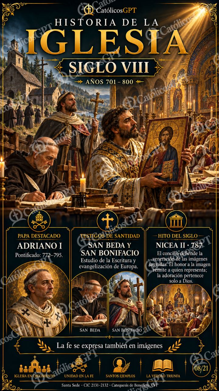 Imagen católica de Historia de la Iglesia Siglo 08 VIII CatolicosGPT 9x16 — Formación católica