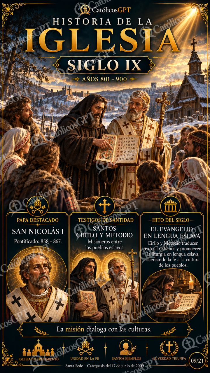 Imagen católica de Historia de la Iglesia Siglo 09 IX CatolicosGPT 9x16 — Formación católica