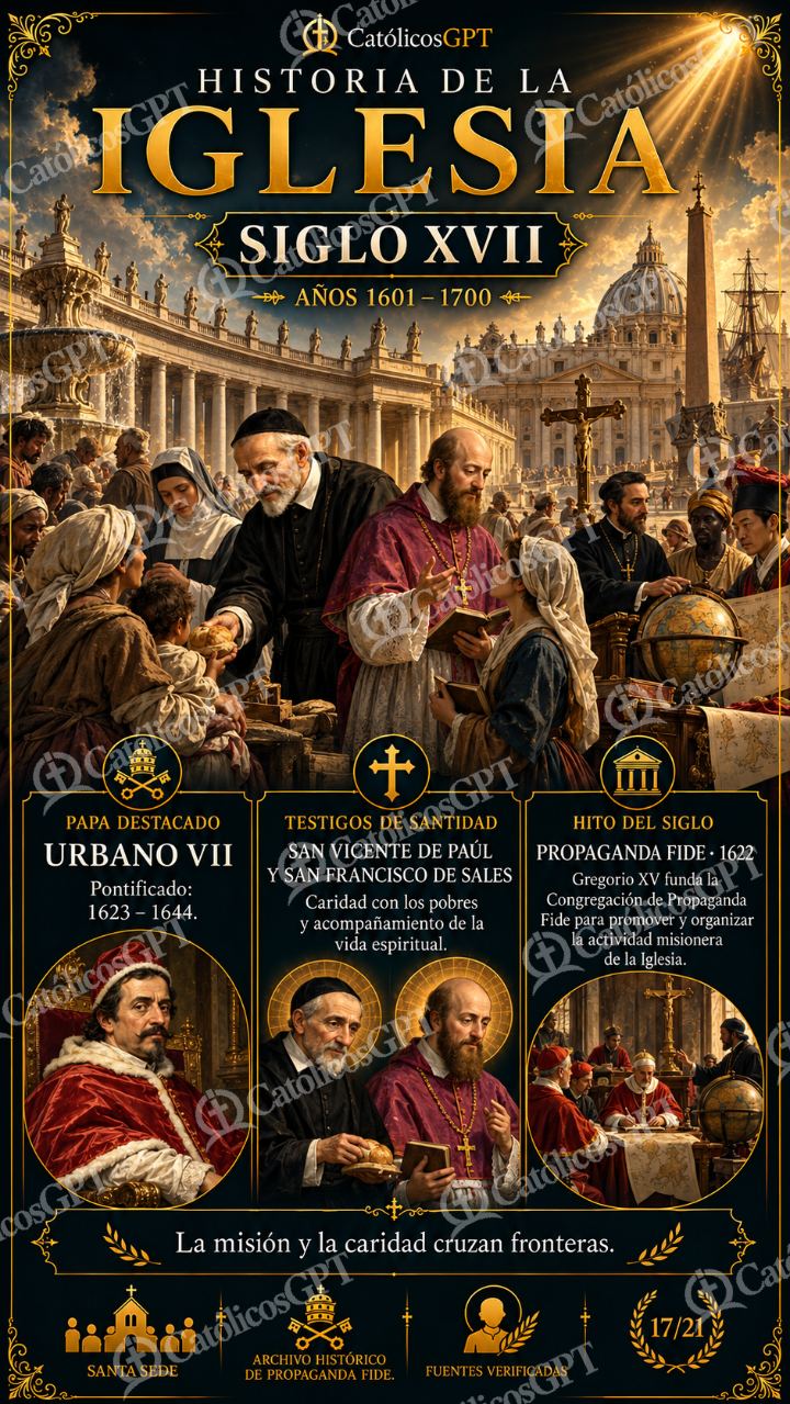 Imagen católica de Historia de la Iglesia Siglo 17 XVII CatolicosGPT 9x16 — Formación católica