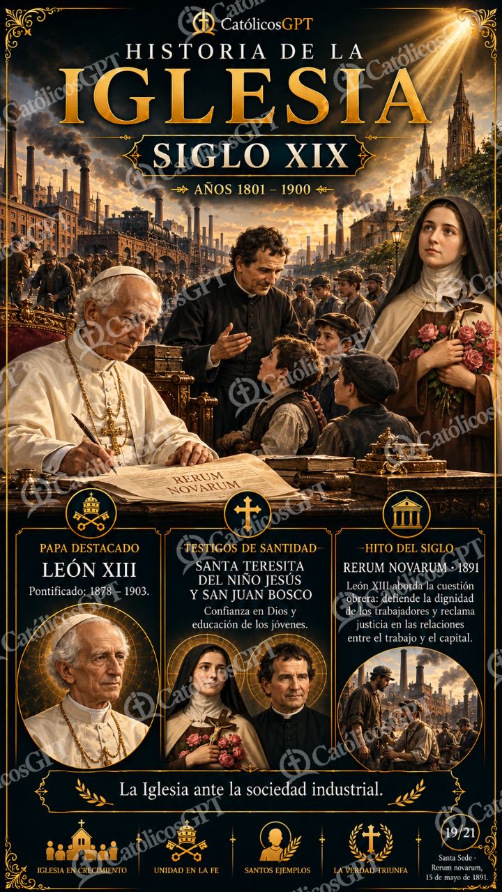 Imagen católica de Historia de la Iglesia Siglo 19 XIX CatolicosGPT 9x16 — Formación católica