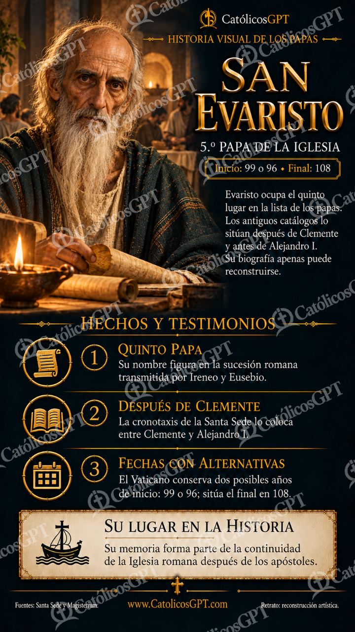 Imagen católica de Historia de los Papas 005 San Evaristo CatolicosGPT 9x16 — Santos y arcángeles