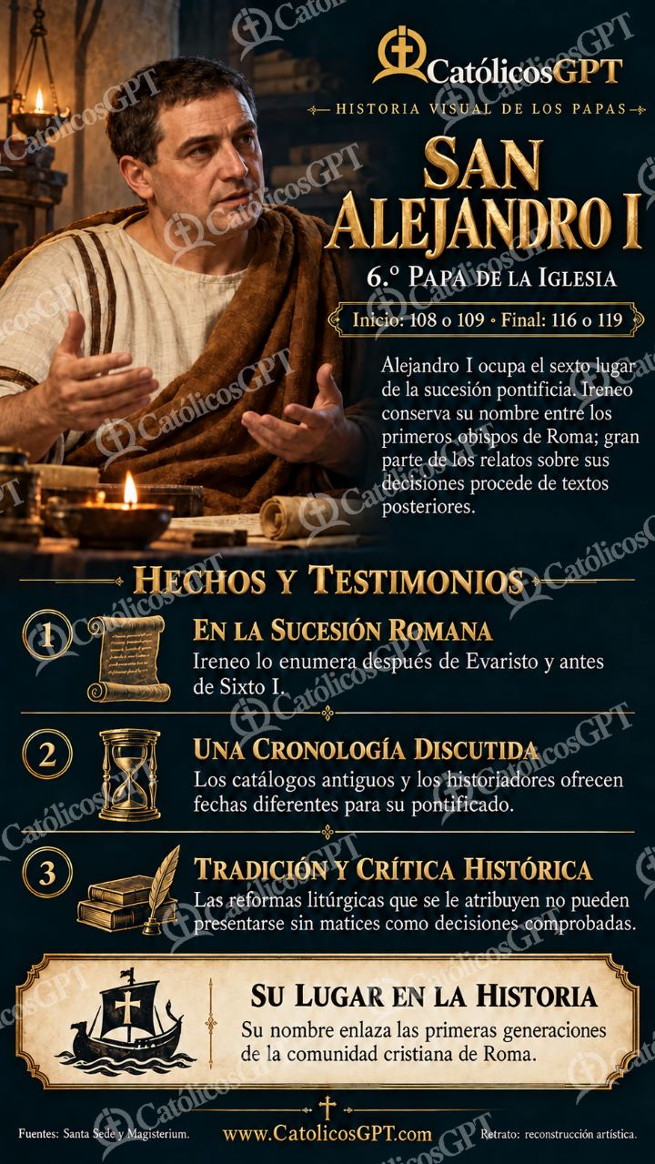 Imagen católica de Historia de los Papas 006 San Alejandro I CatolicosGPT 9x16 — Santos y arcángeles