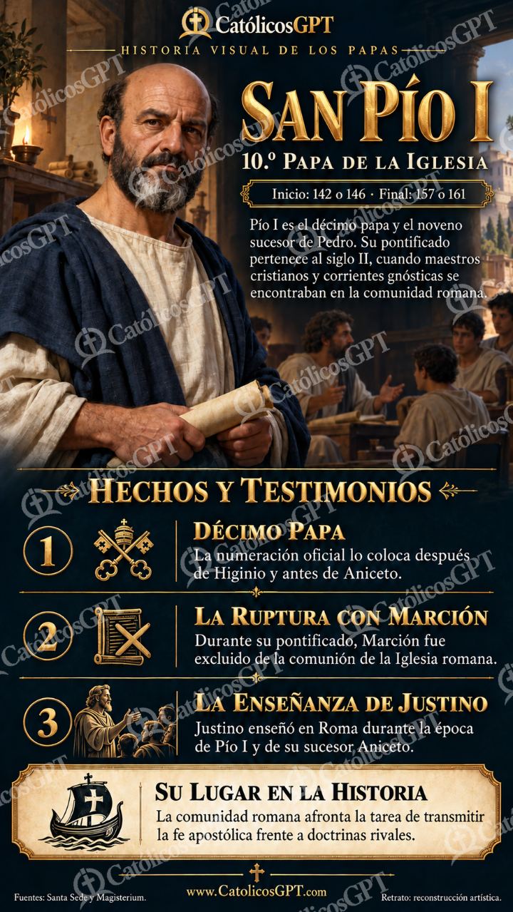 Imagen católica de Historia de los Papas 010 San Pio I CatolicosGPT 9x16 — Santos y arcángeles