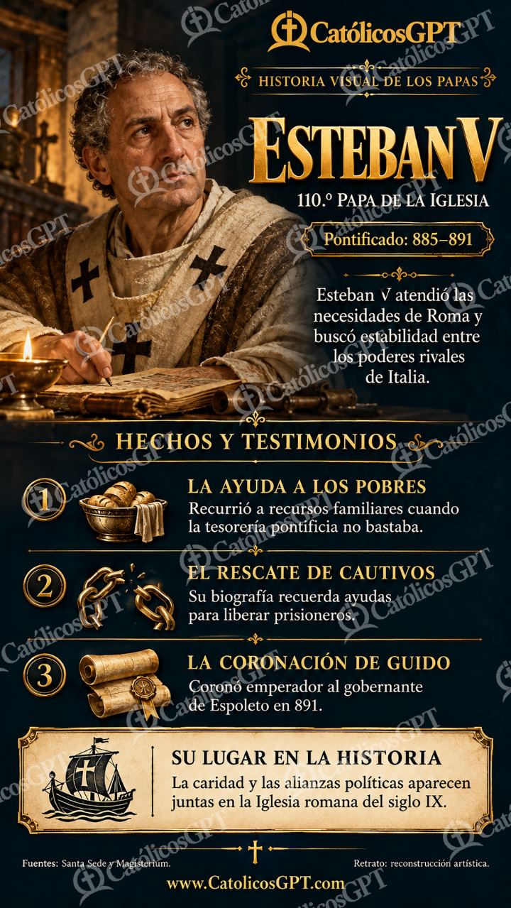Imagen católica de Historia de los papas: Esteban V — Formación católica