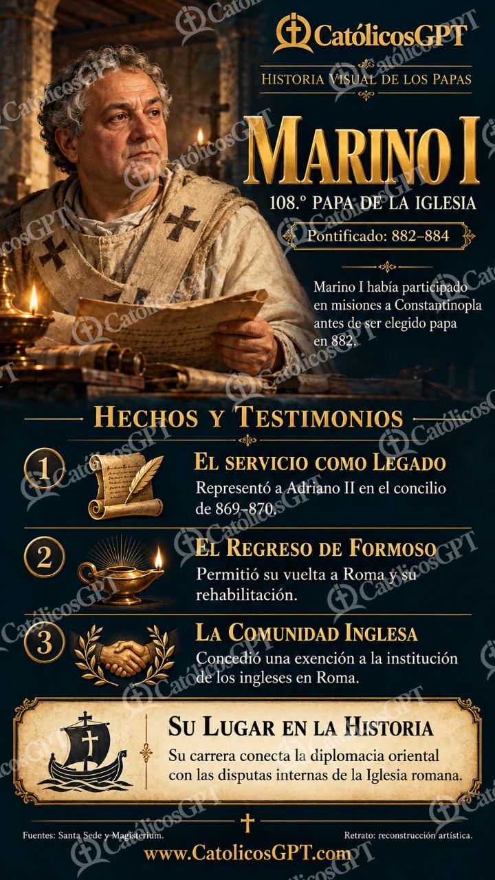 Imagen católica de Historia de los papas: Marino I — Formación católica
