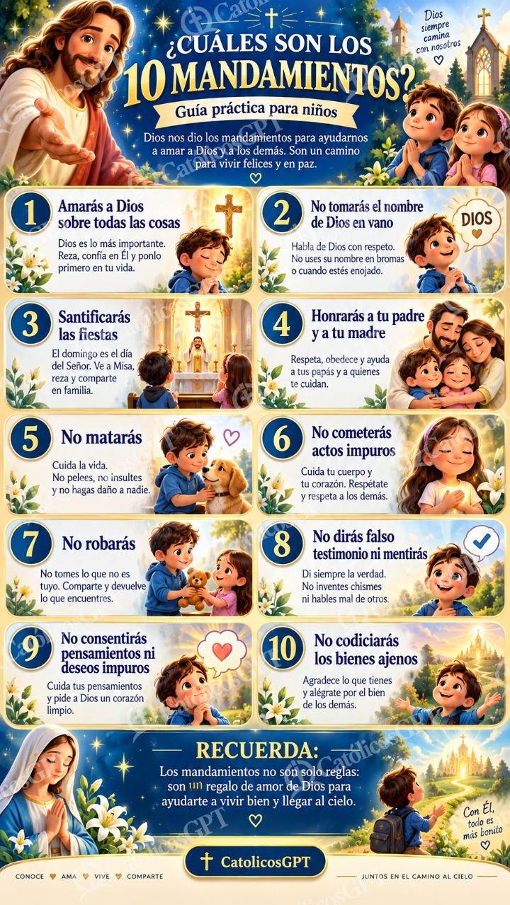 Imagen católica de Mandamientos para ninos catolicosgpt — Niños y catequesis