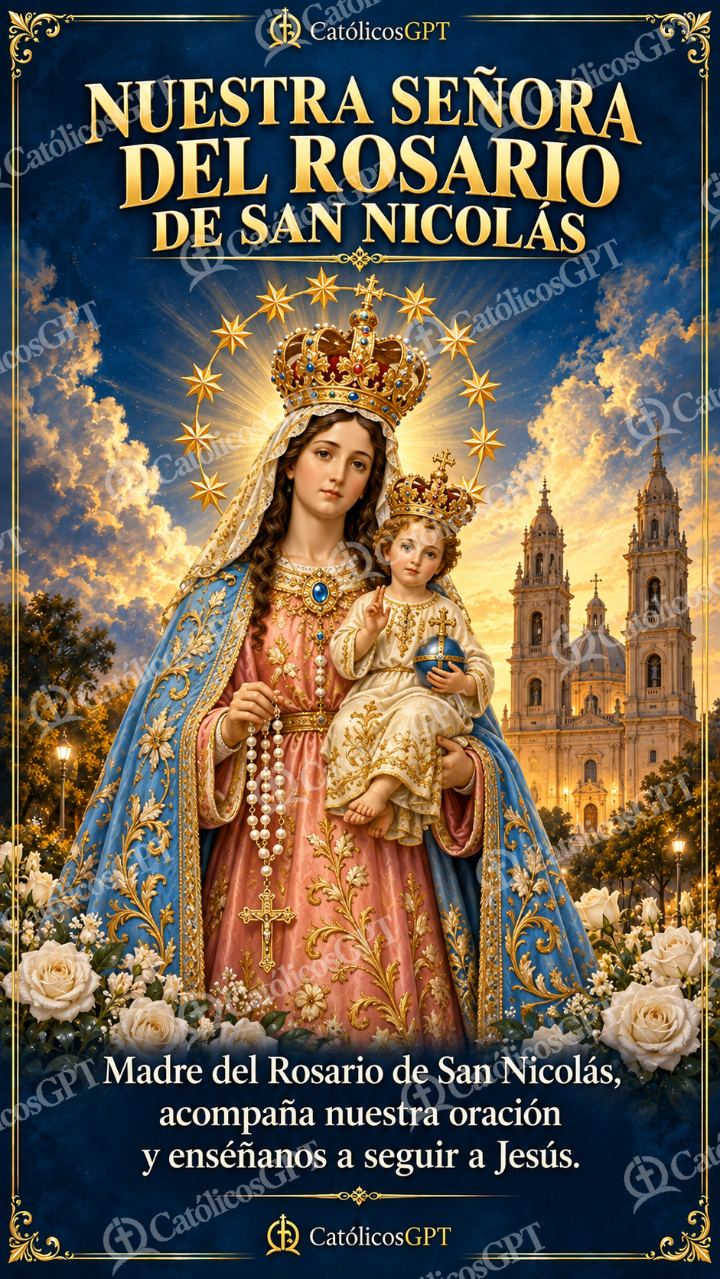 Imagen católica de MARIA 096 NUESTRA SENORA DEL ROSARIO DE SAN NICOLAS — Virgen María